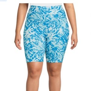 Terra and Sky Women’s Plus Blue Tie Dye Bike Shorts 2X (20W-22W) NEW